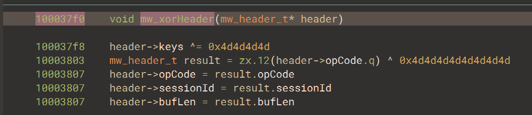 The header encryption routine including the decryption key
